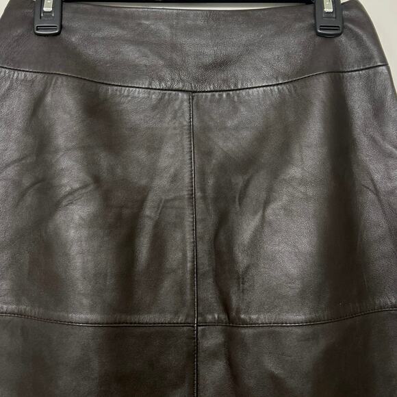 Chocolate Brown Soft Supple Leather Knee Length Pencil Skirt Small - Picture 4 of 10
